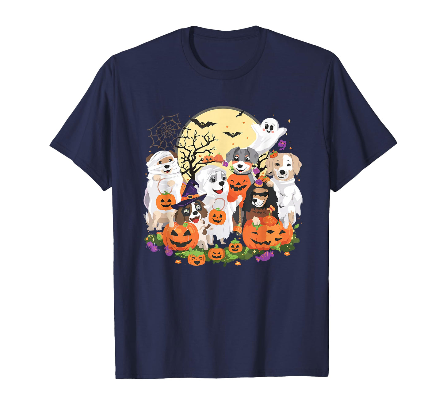 Cute Mummy Witch Ghost Halloween Dog Costume Men Women Kids T-Shirt