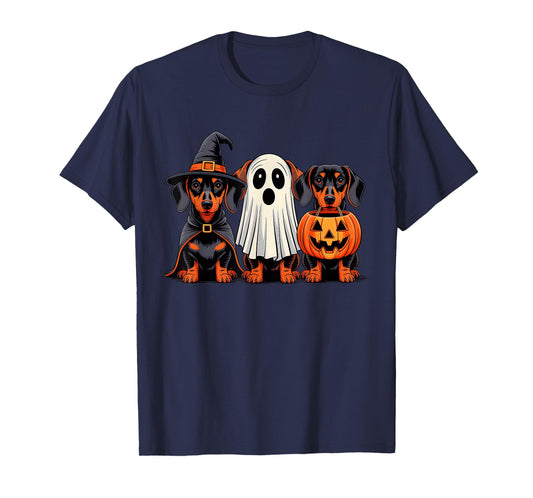 Dachshund Halloween Funny Wiener Dog Pumpkin Weenie Witch T-Shirt