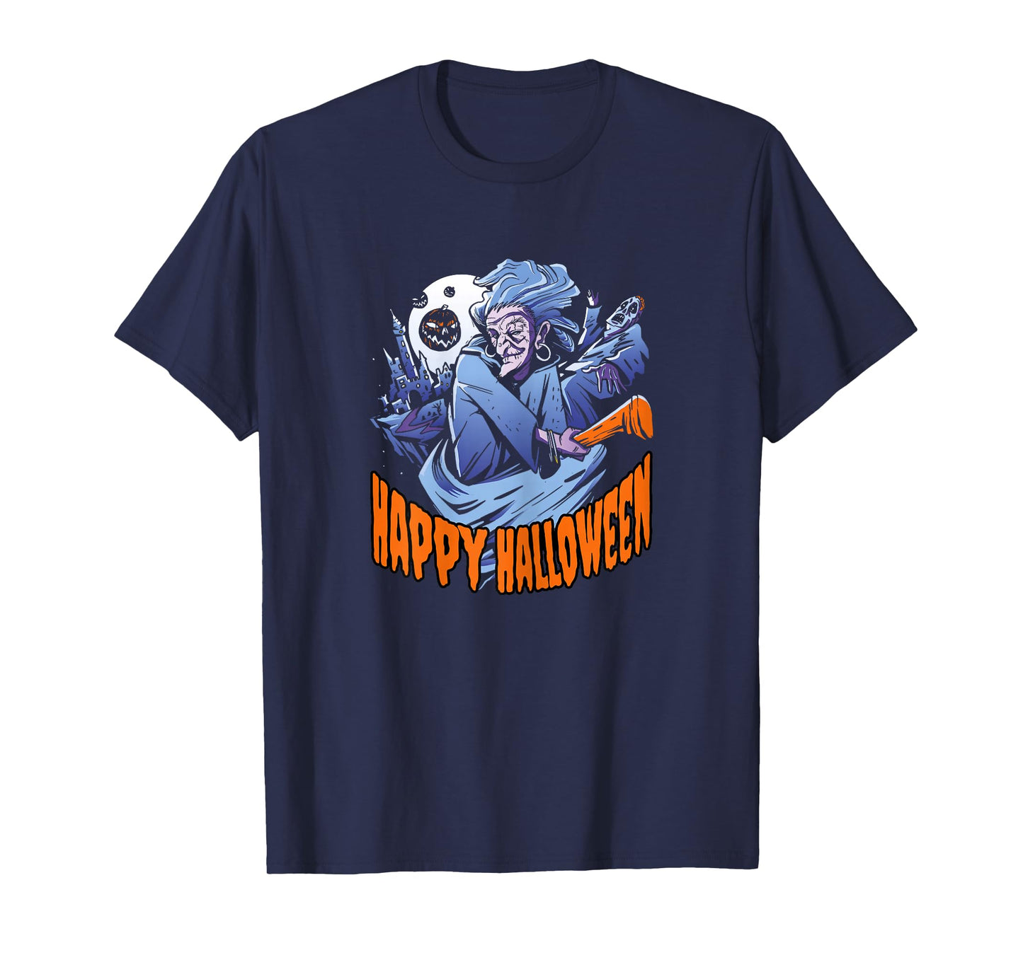 Witch Broom Castle Happy Halloween T-Shirt