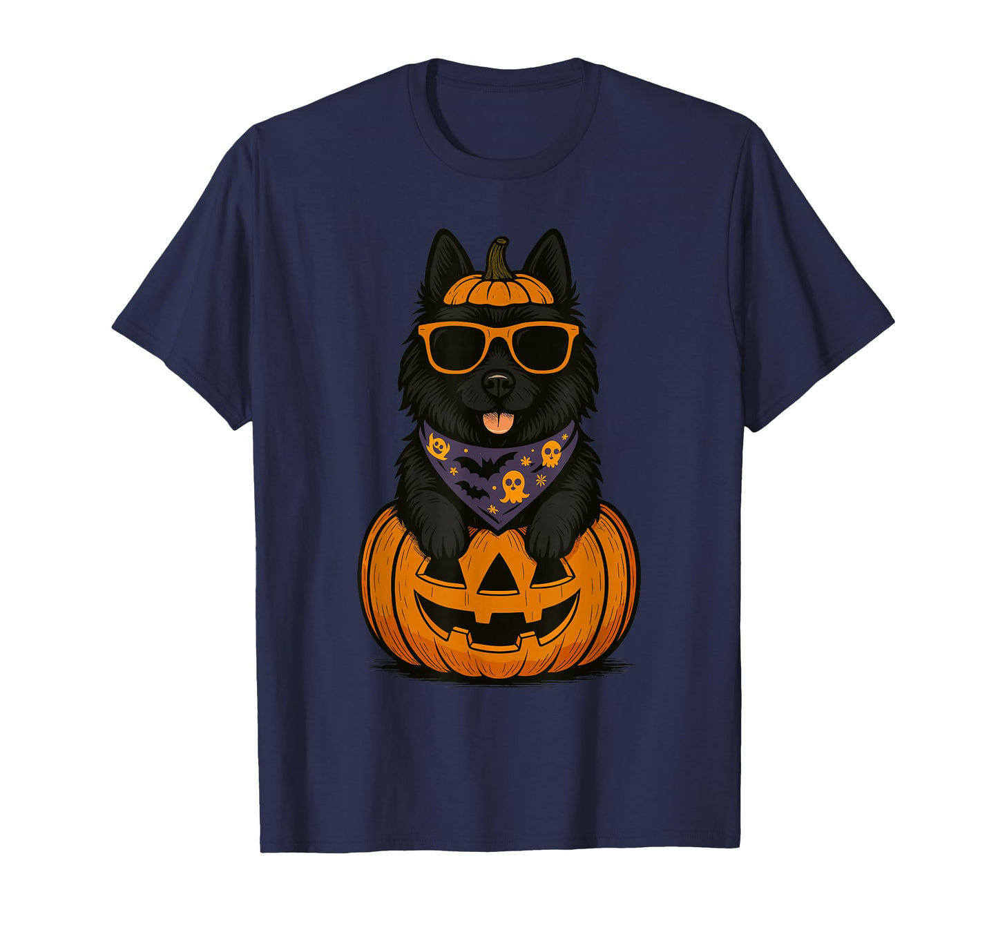 Spooky Schipperke Pumpkin Halloween Dog Lover T-Shirt