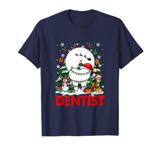 Dentist Job Tools Santa Snowmen Reindeer Christmas Trees T-Shirt