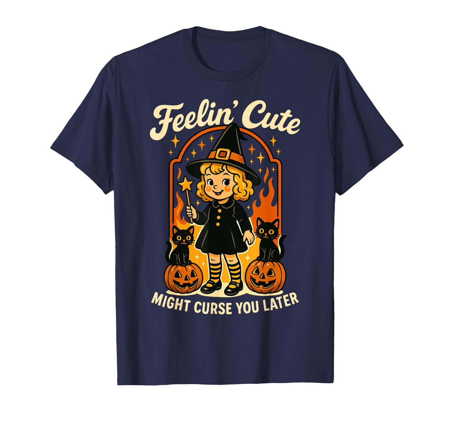 Feeling’s Cute Might Curse You Later Halloween Black Cat T-Shirt
