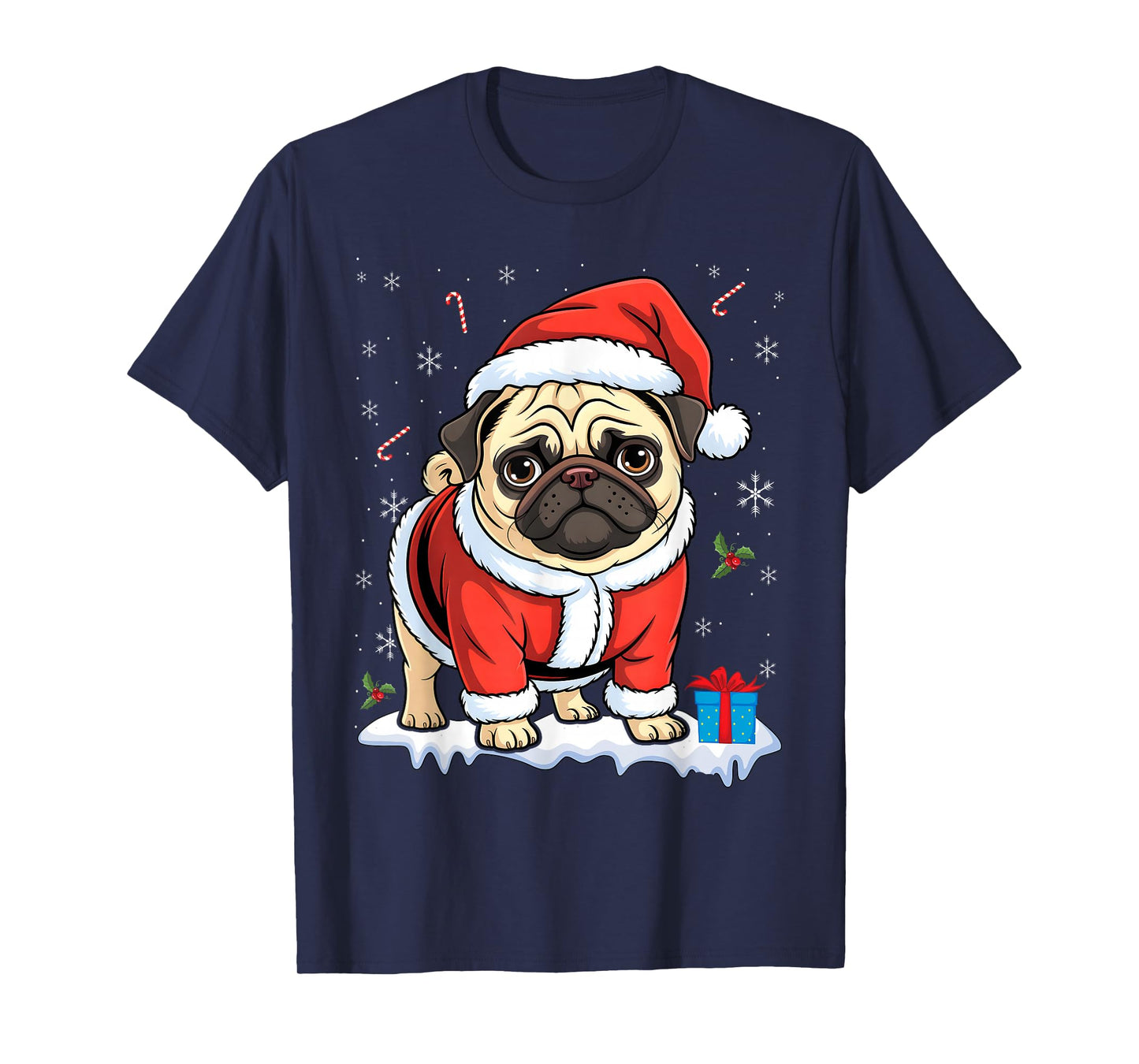 Pug Santa Costume Christmas Pajama Cute Dog Puppy Lover Xmas T-Shirt