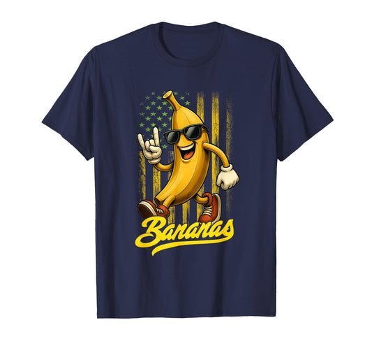 Funny Bananas Proud Name Retro American Flag Bananas Lover T-Shirt