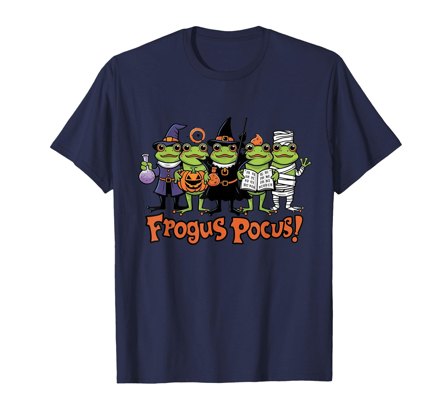 Frogus Pocus Funny Frog Halloween Costume Witch Skeleton T-Shirt