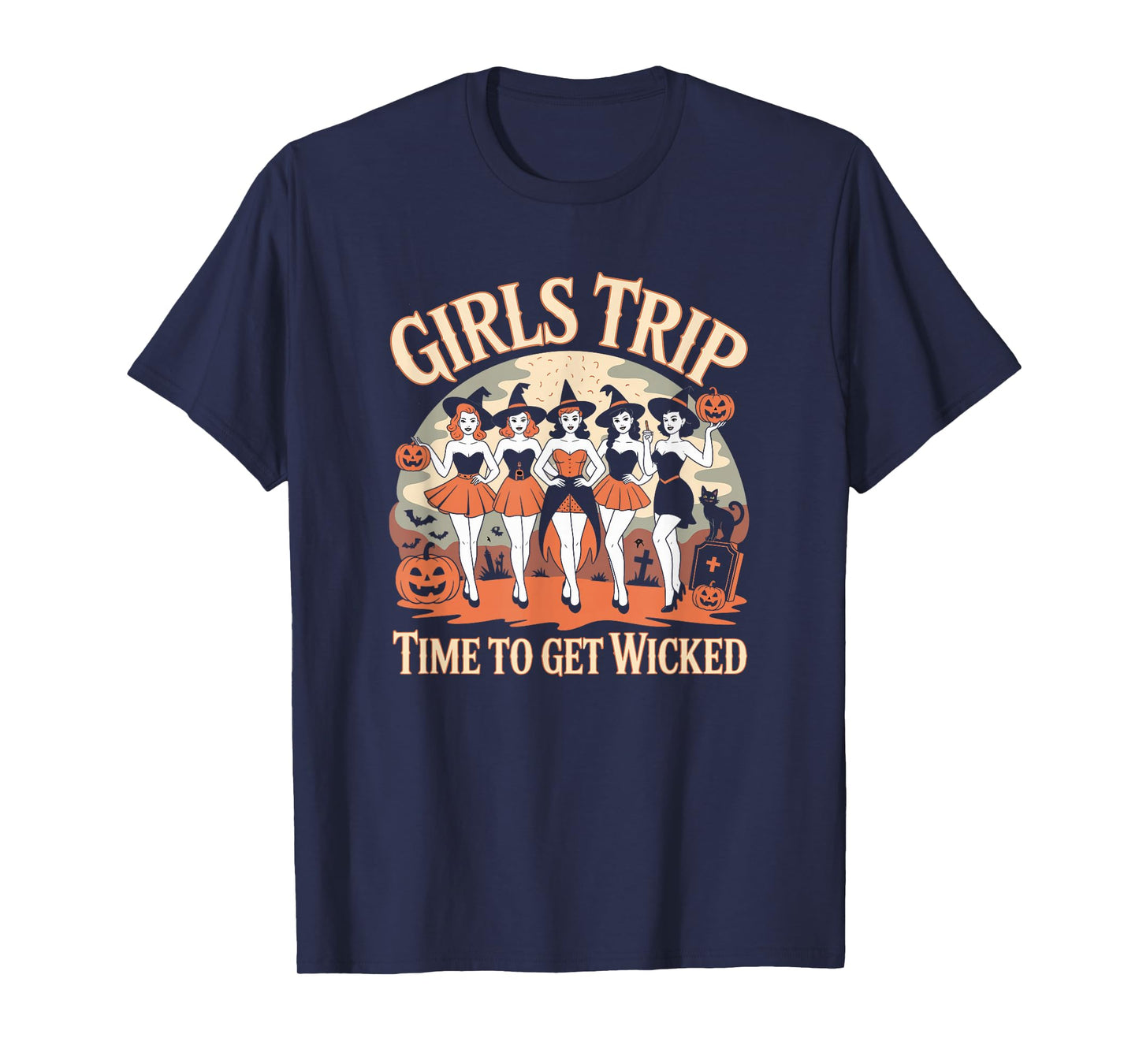 Vintage Pin-up Witches Halloween Girls Trip T-Shirt