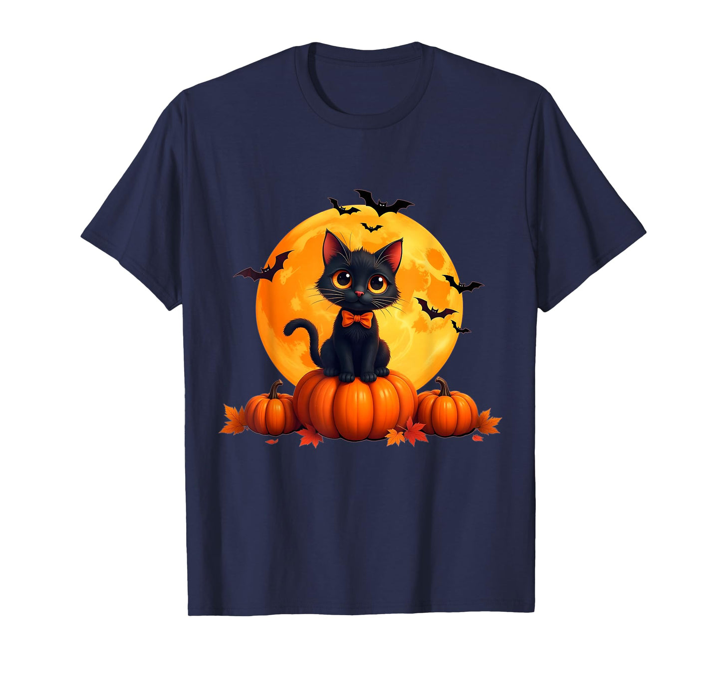 Retro Black Cat Pumpkin Halloween Costume Funny Men Women T-Shirt