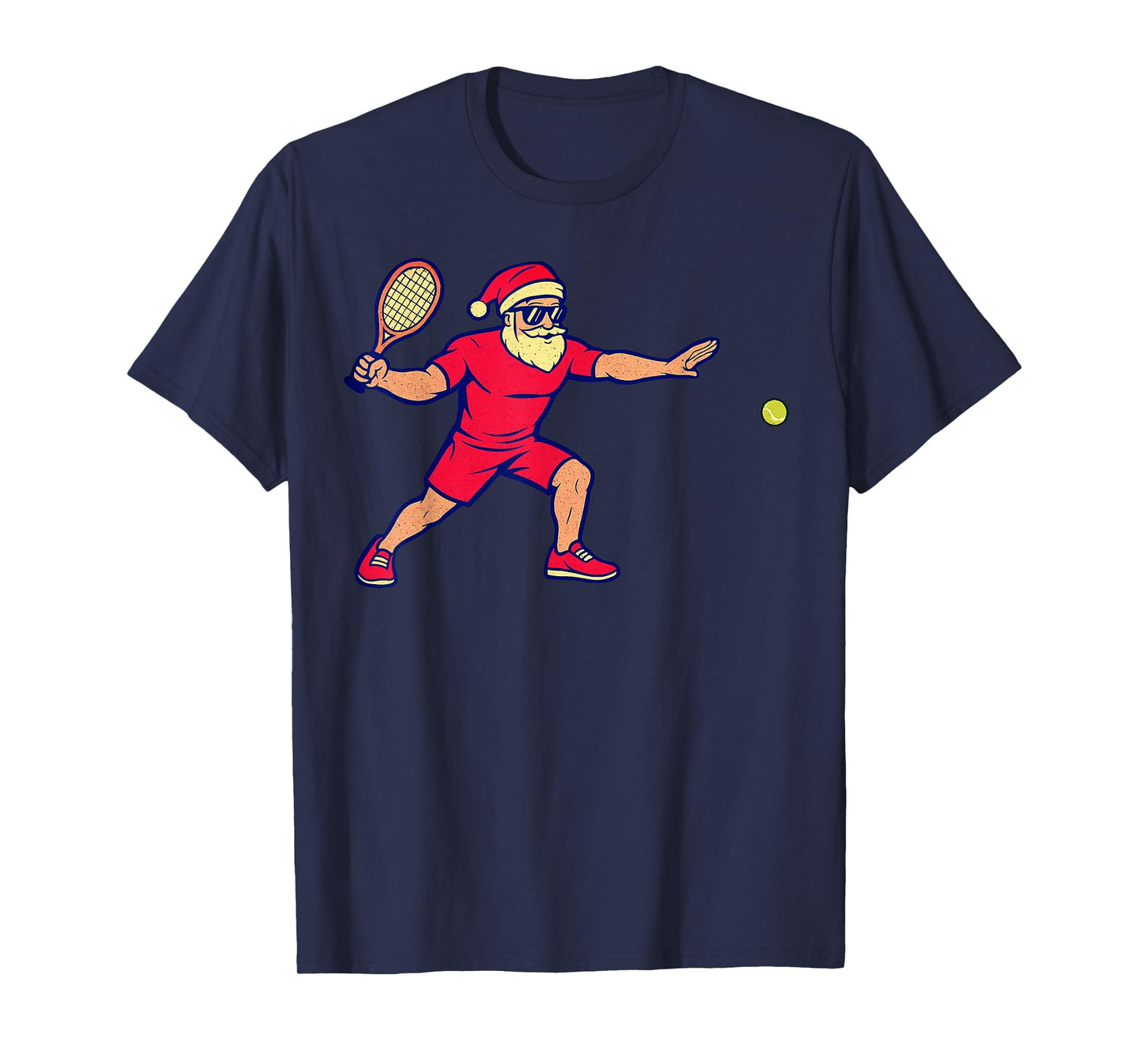 Santa Playing Tennis Christmas Vintage Funny Xmas T-Shirt