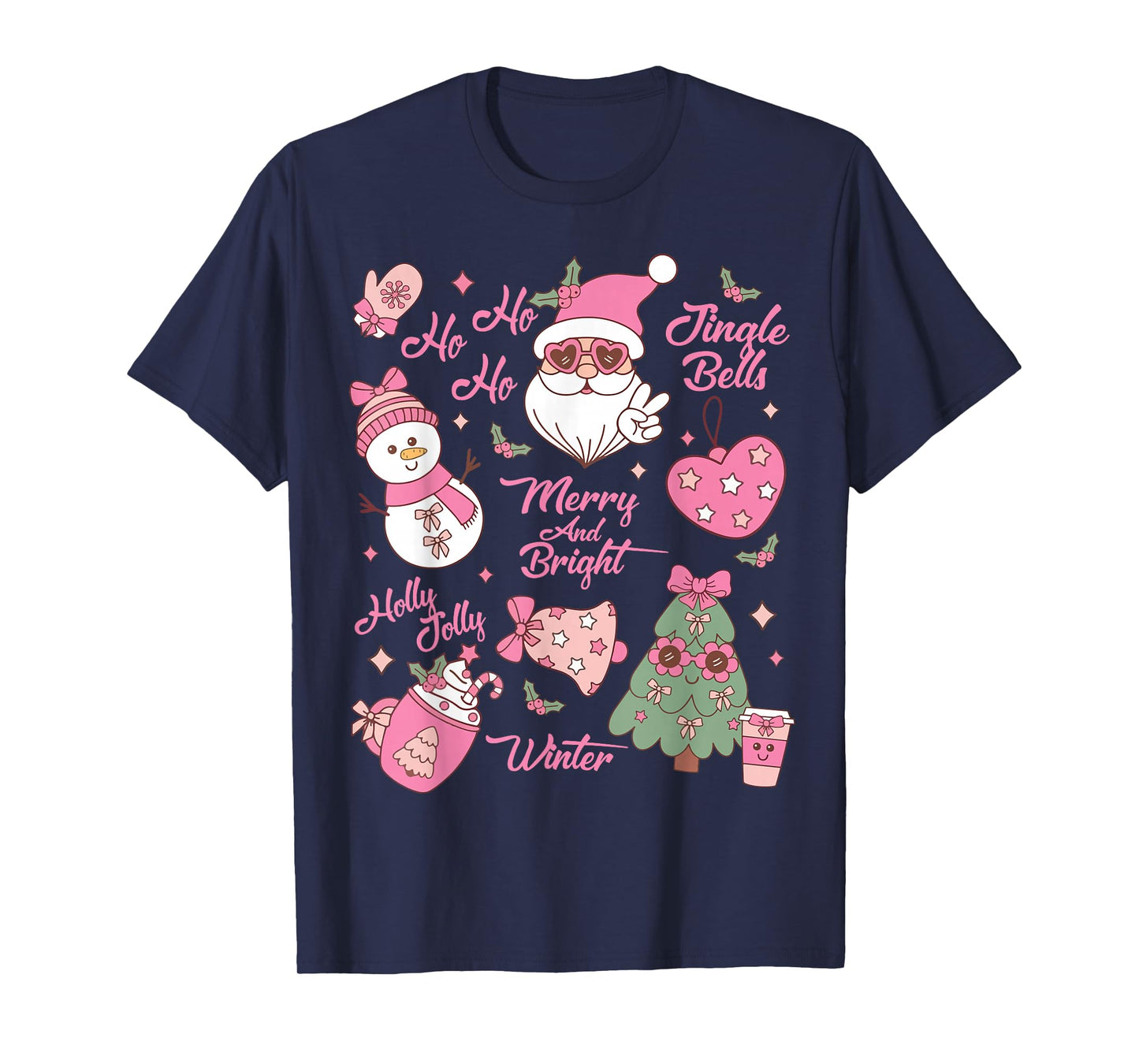 Retro Groovy Santa Claus Christmas Vibes Womens Kids Girls T-Shirt