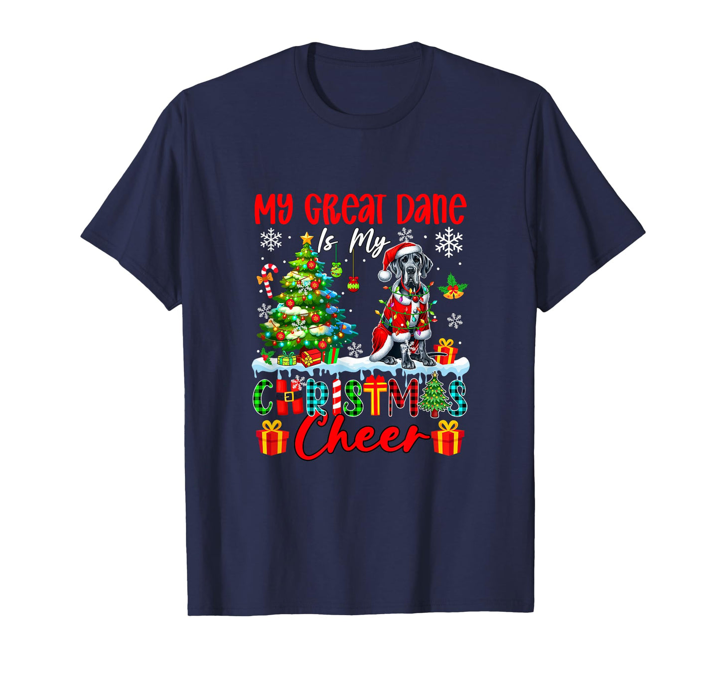 My Great Dane is My Xmas Cheer Funny Santa Dog Owner Kids T-Shirt