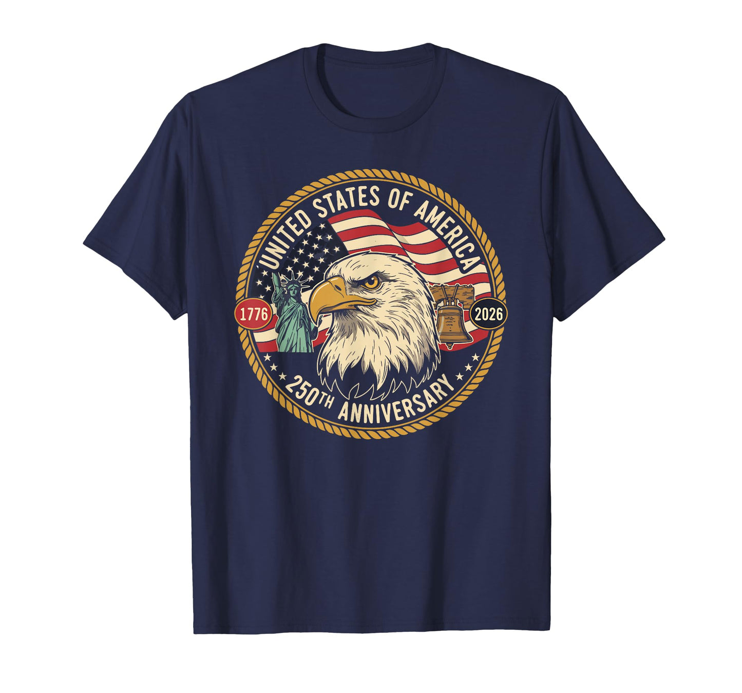 Vintage Eagle and USA Flag 250 Years 1776-2026 Anniversary T-Shirt