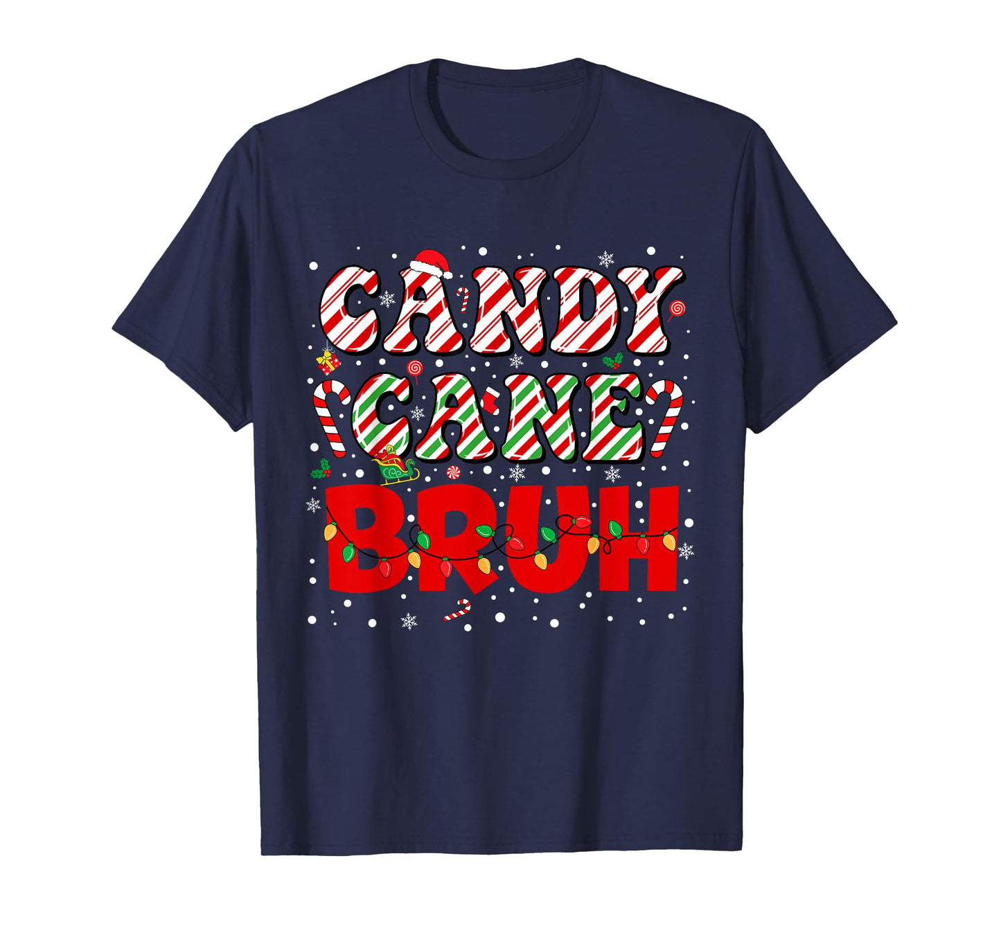 Candy Cane Bruh Christmas Love Candy Boys Girls Kids Xmas T-Shirt