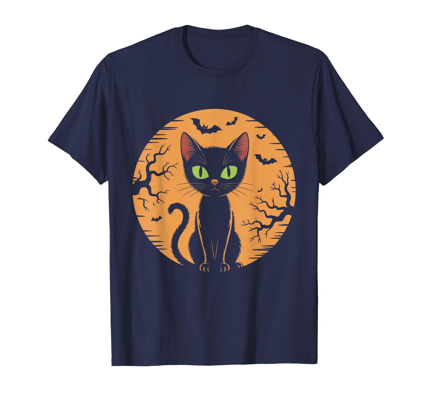 Spooky Cat Halloween Cat Costume Retro Moon Cat T-Shirt