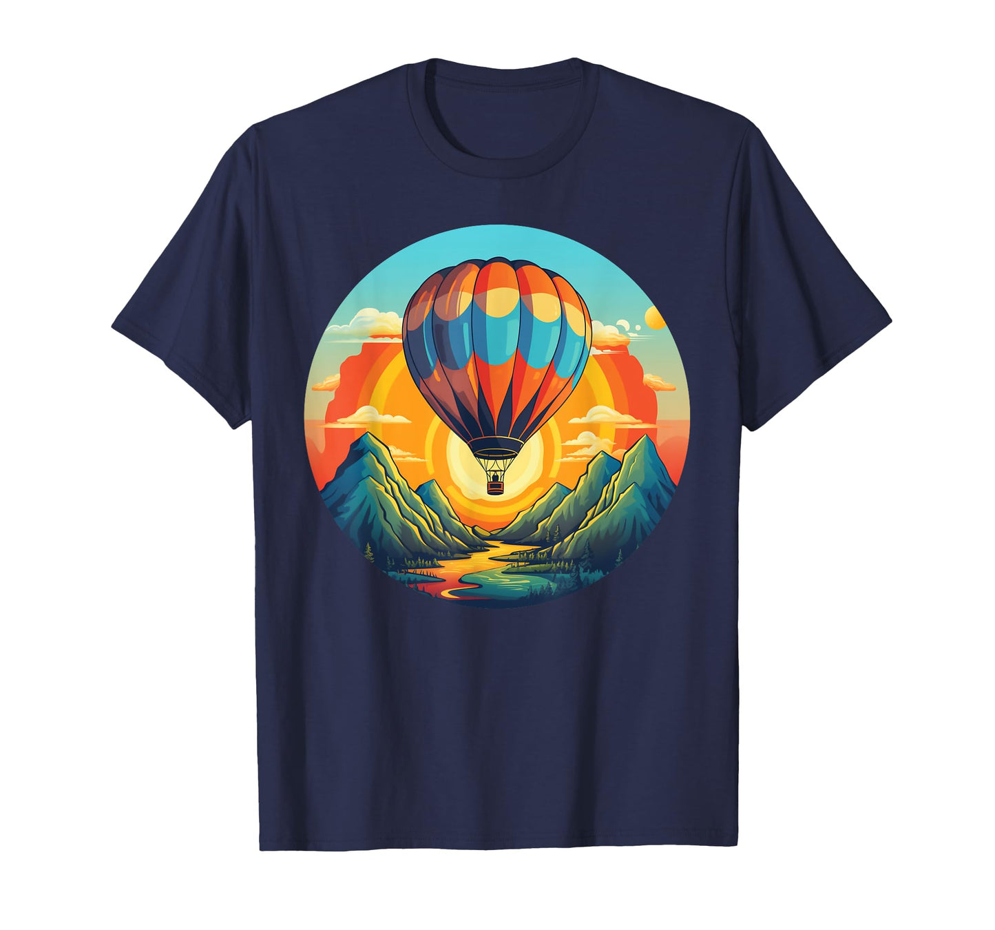 Mountains Sunset Adventures with hot Air Balloon T-Shirt