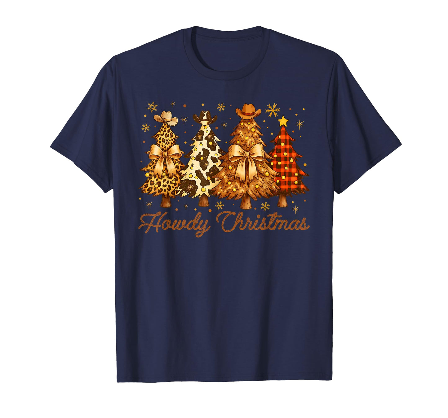 Western Santa Hat Howdy Christmas Tree Coquette Bow Cowgirl T-Shirt