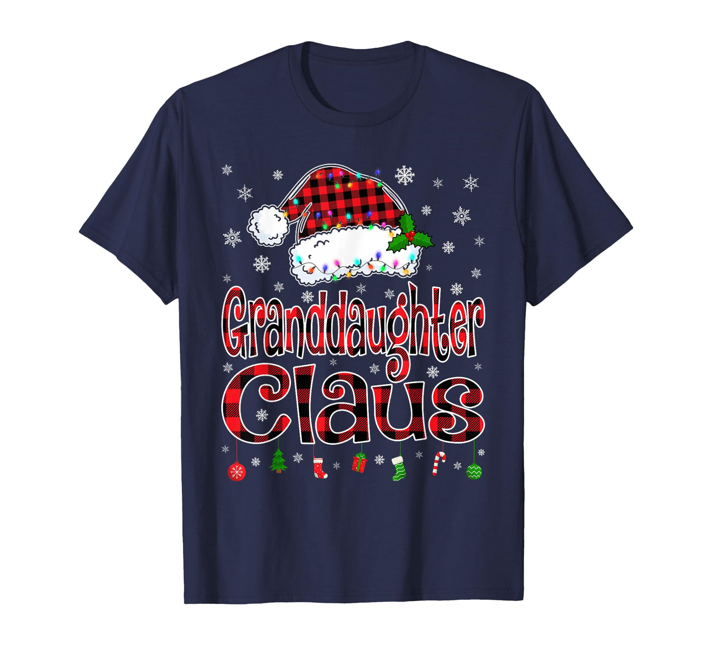 Granddaughter Claus Christmas Lights Xmas Pajama Family Tees T-Shirt