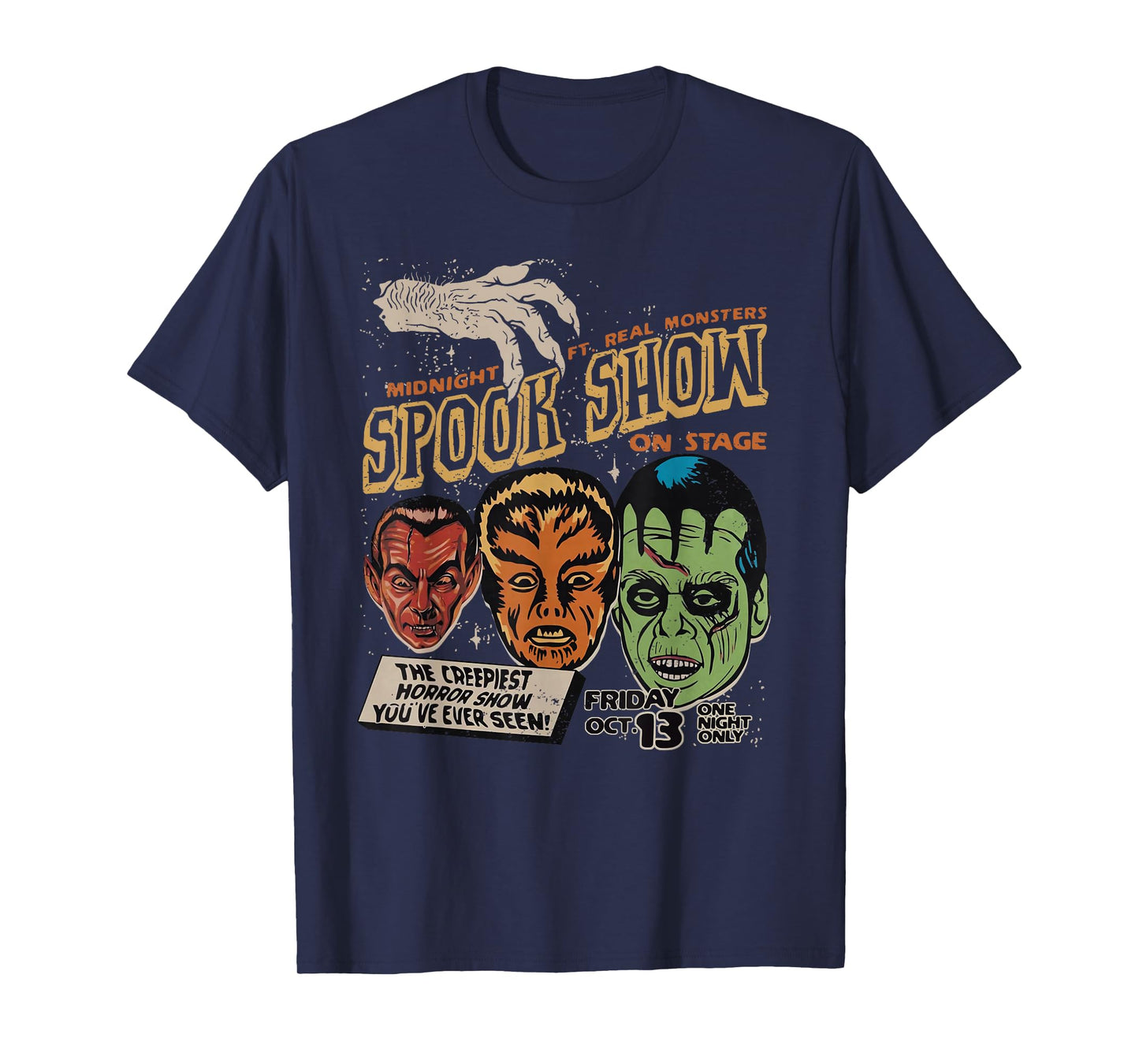 Vintage Funny Midnight Spook Show Monsters Frankenstein T-Shirt