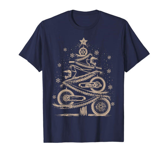 Funny Xmas Motocross Lover Dirt Bike Christmas Tree T-Shirt