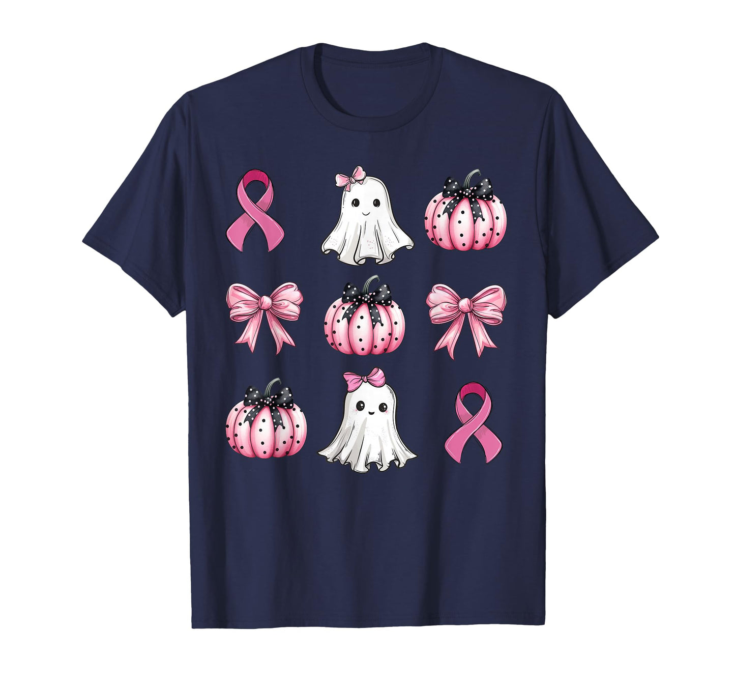 Breast Cancer Awareness Coquette Pink Pumpkin Ribbon Women's T-Shirt