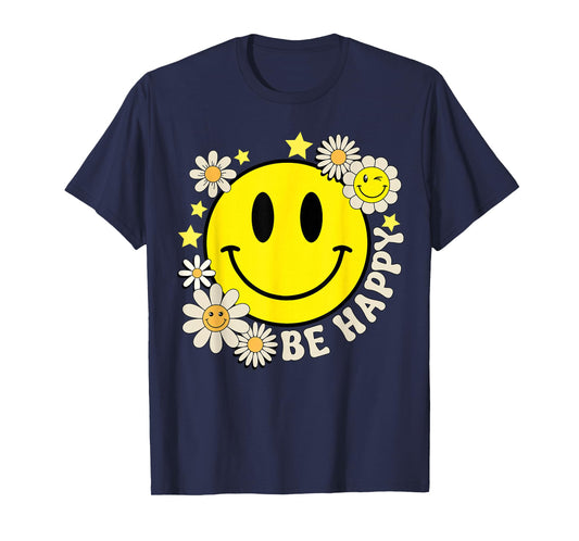 Cute Smile Face Flower Happy Face Flowers Heart Kids Girls T-Shirt