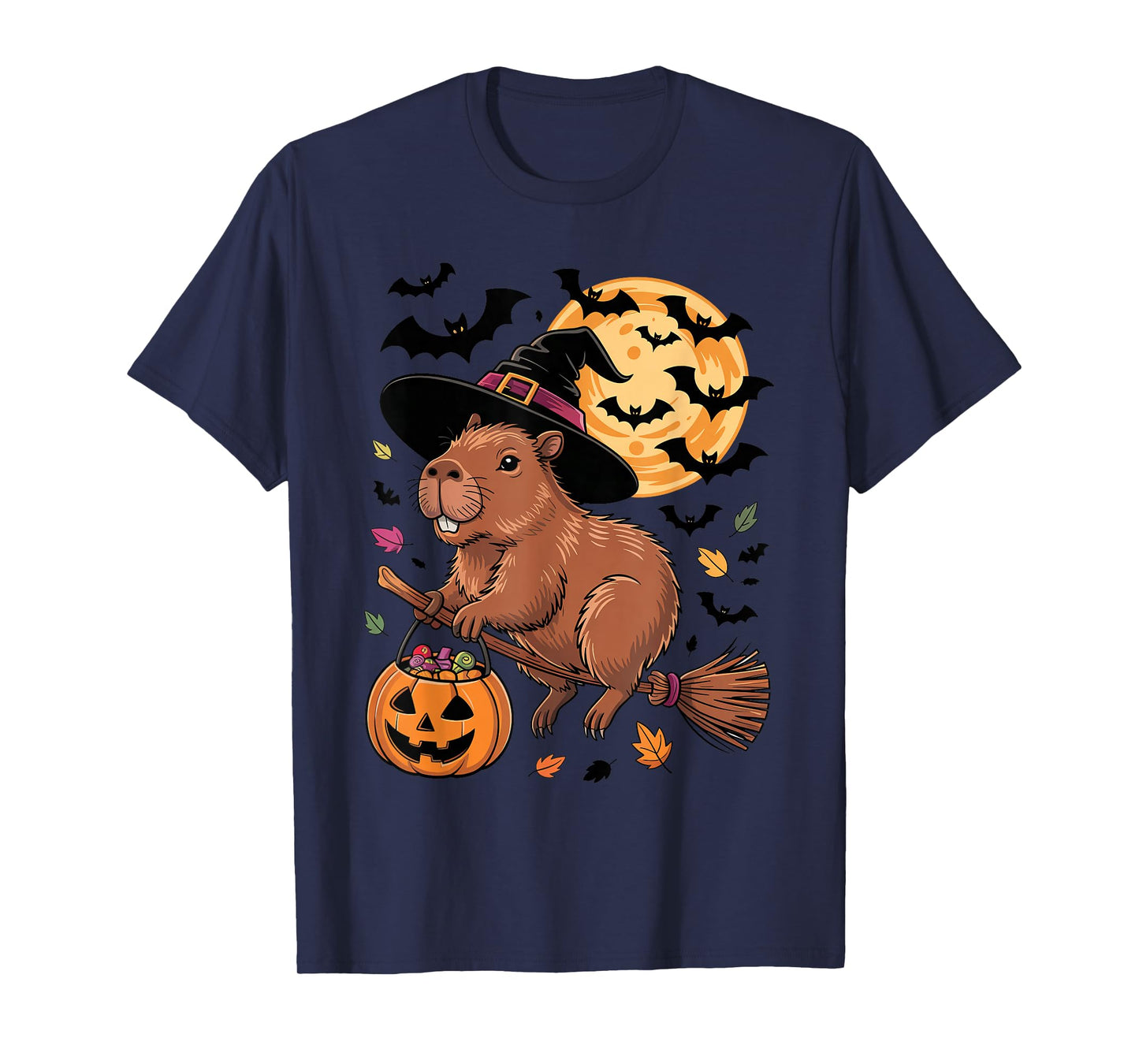 Capybara Witch Jack-o-Lantern Candy Bucket Halloween Costume T-Shirt