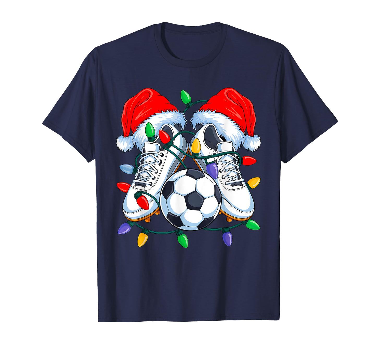 Christmas Soccer Xmas Santa Sports Hat Mens Womens Kids T-Shirt