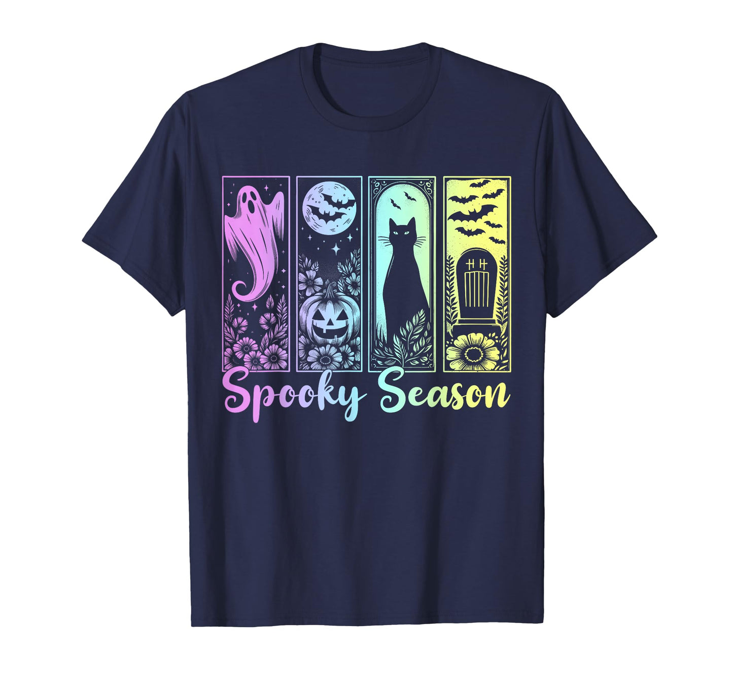 Halloween Spooky Season Horror Cat Vintage Halloween Ghost T-Shirt