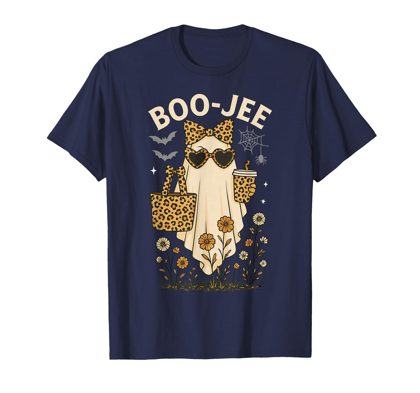 Halloween Boujee Ghost Coquette Leopard Ghost Coffee Boo-JEE T-Shirt