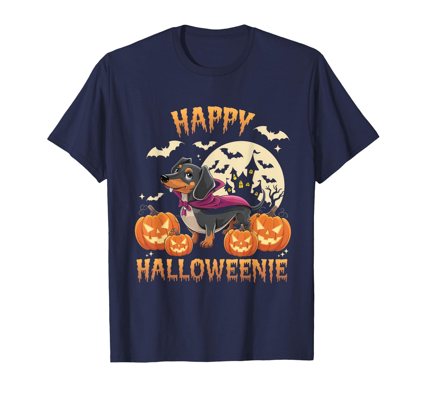 Happy Halloweenie Tshirt Women Men Wiener Monster Party T-Shirt