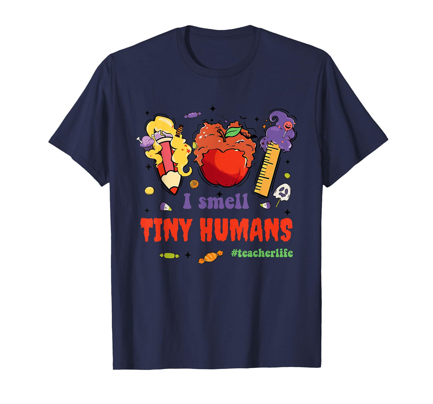 I Smell Tiny Humans Teacher Life Spooky Ghost Halloween T-Shirt