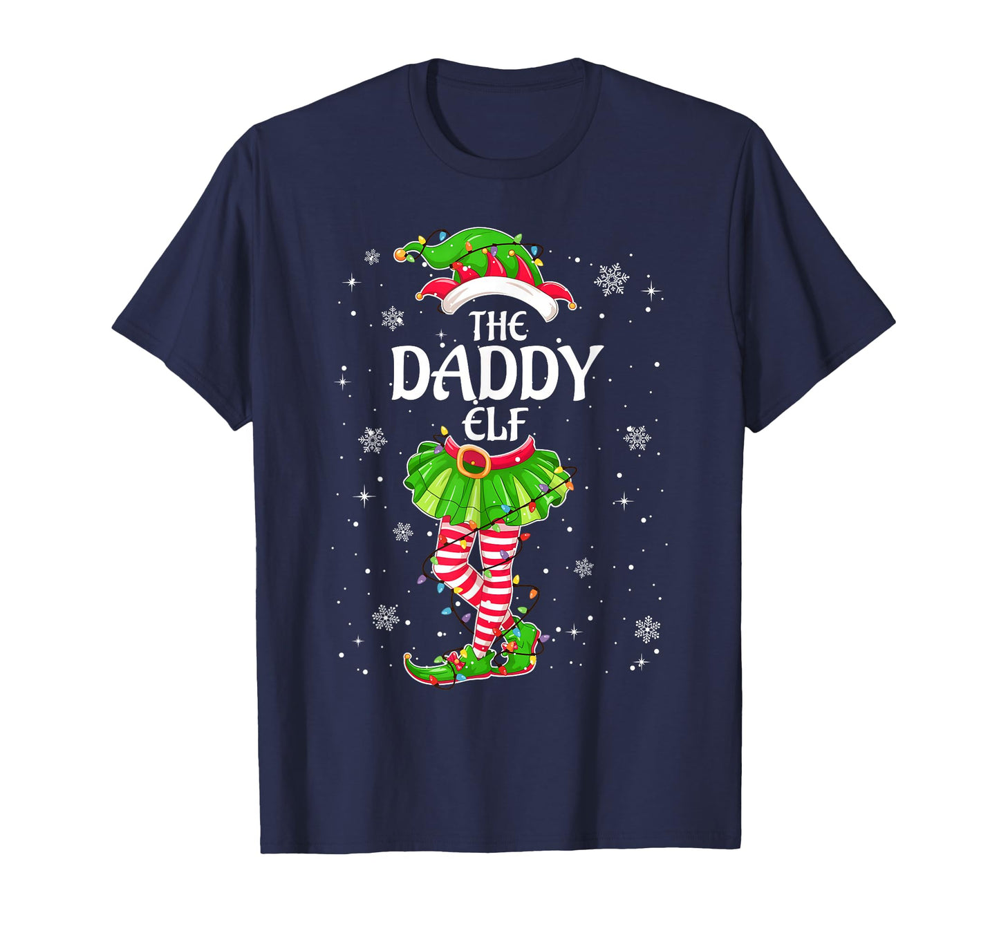 Funny The Daddy Elf Family Matching Christmas Pajamas T-Shirt