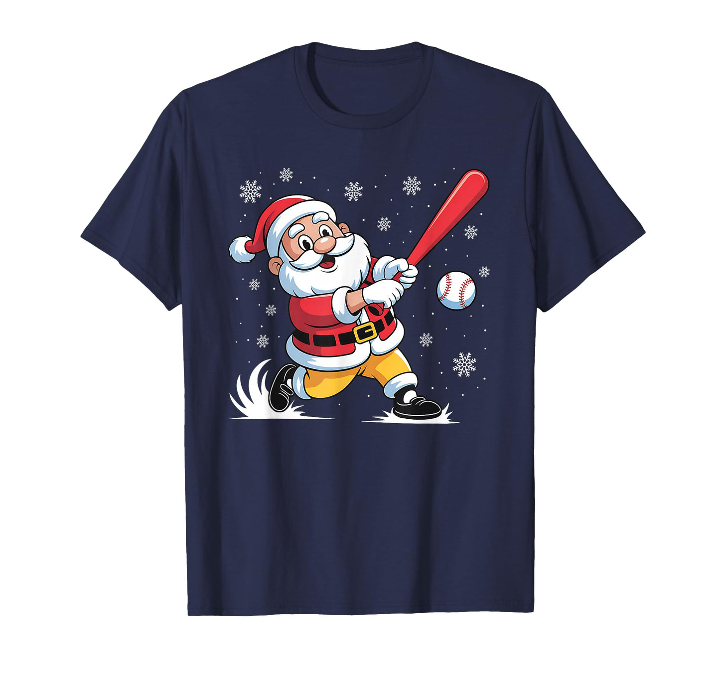 Santa Playing Baseball Christmas Baseball Player Boys Men T-Shirt