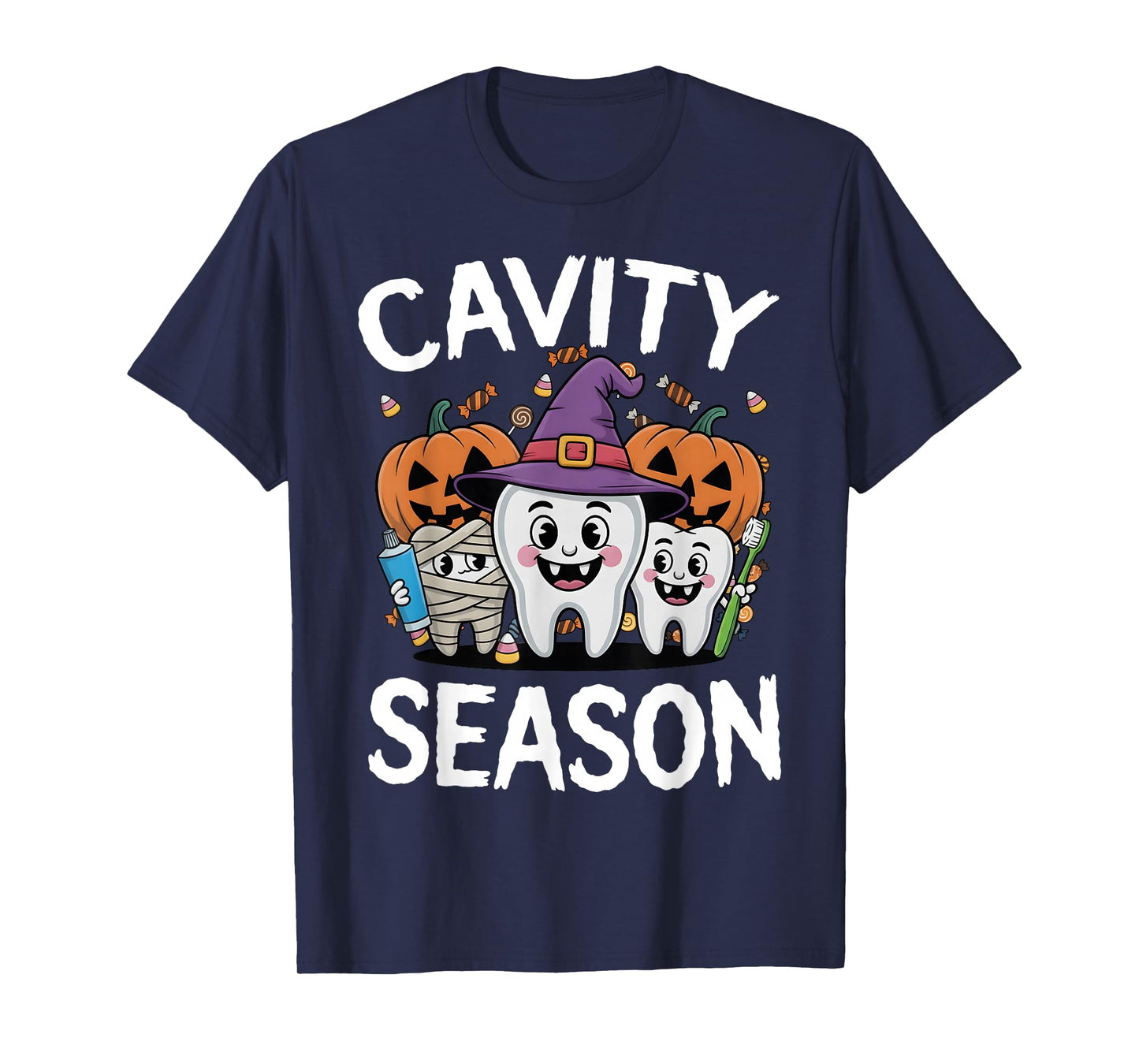 Cavity Season Tooth Crew Dental Hygienist Halloween Costume T-Shirt