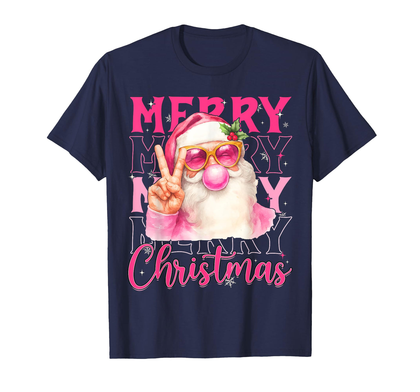 Merry Christmas Pink Santa Claus Bubblegum Men Women Kid T-Shirt
