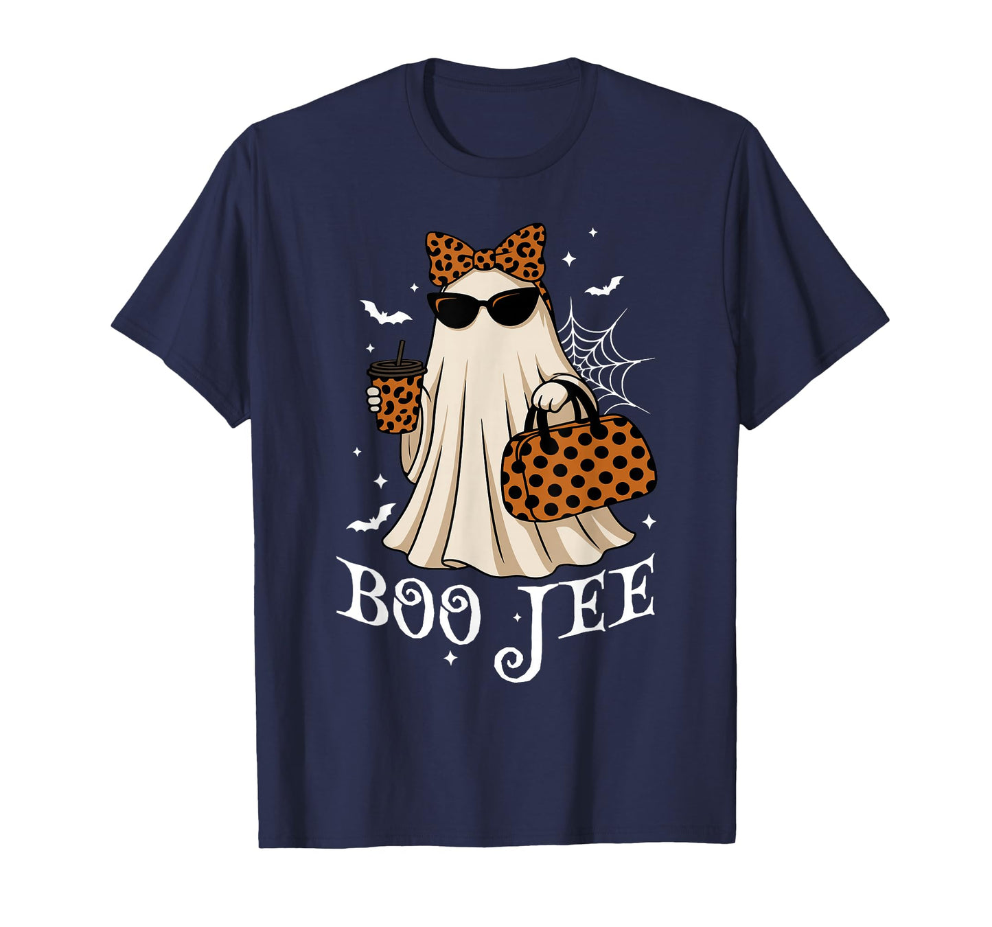 Coquette Leopard Ghost Coffee Boo-JEE Halloween Boujee Ghost T-Shirt