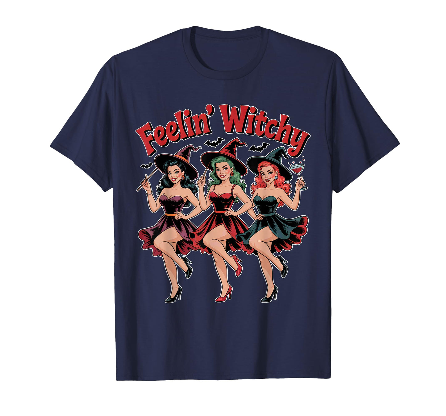 Funny Retro Cute Feelin Witchy Halloween Witch T-Shirt