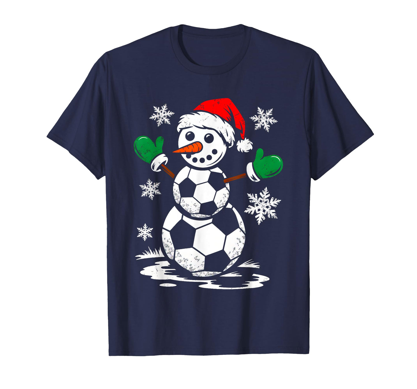Soccer Santa Hat Snowman Xmas Funny Soccer Lover Christmas T-Shirt