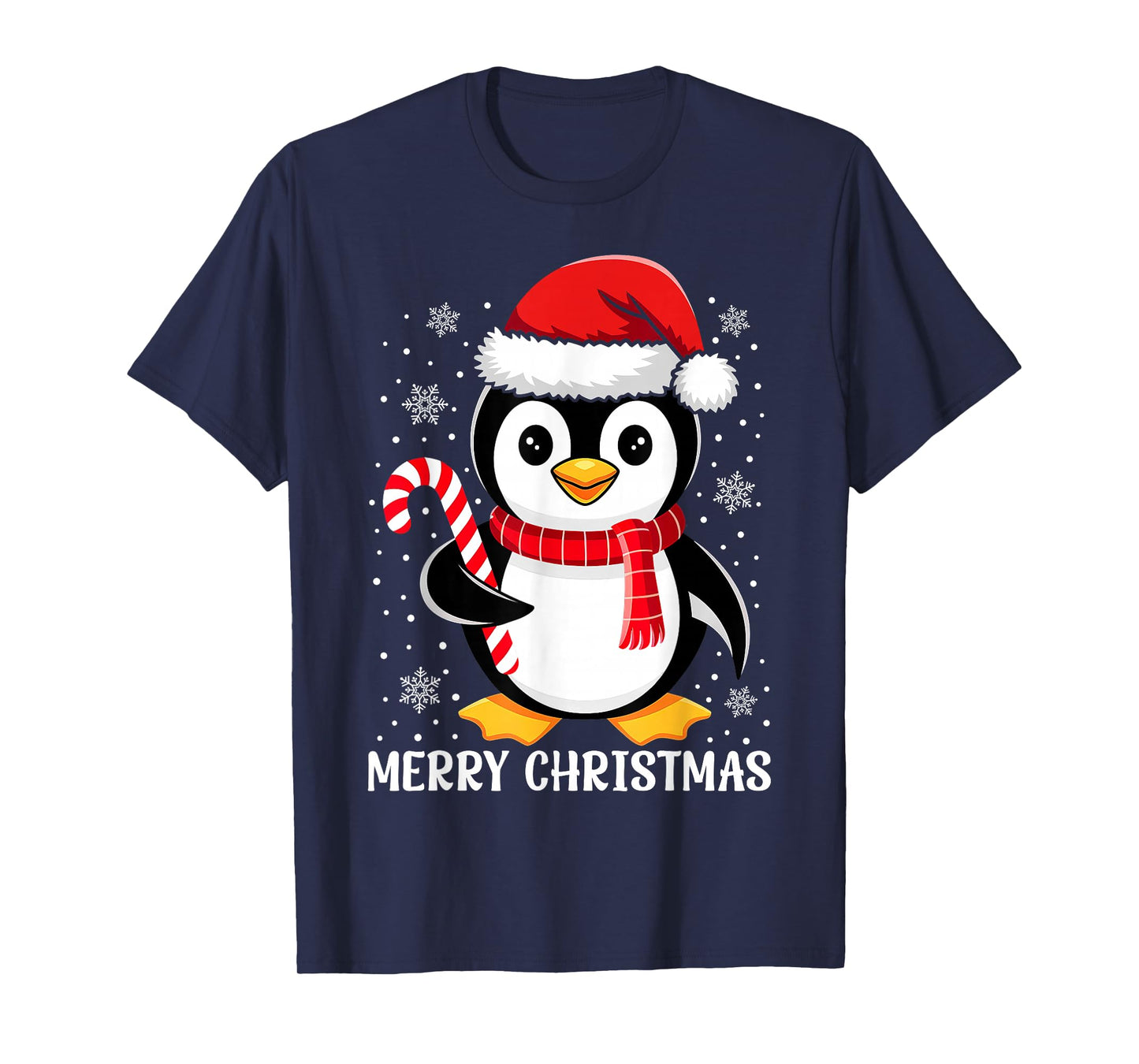Merry Christmas Penguin Red Santa Hat Funny Xmas Pajamas T-Shirt