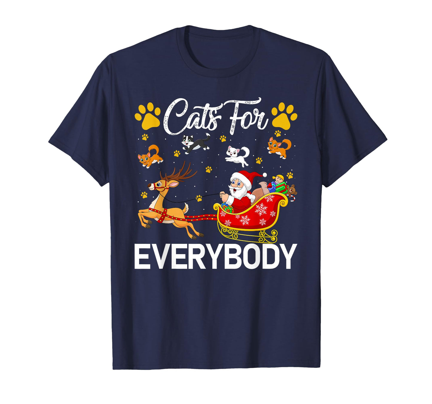 Cats for Everybody Christmas Pajamas Santa Sleigh Cat Xmas T-Shirt