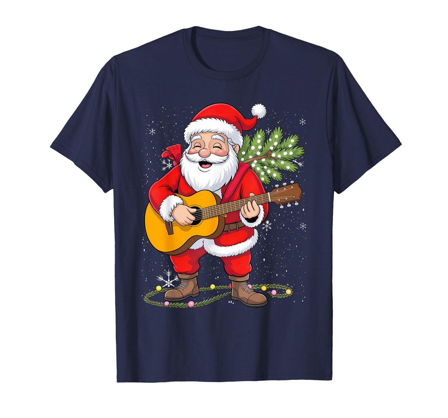 Santa Playing Guitar Christmas for Players T-Shirt