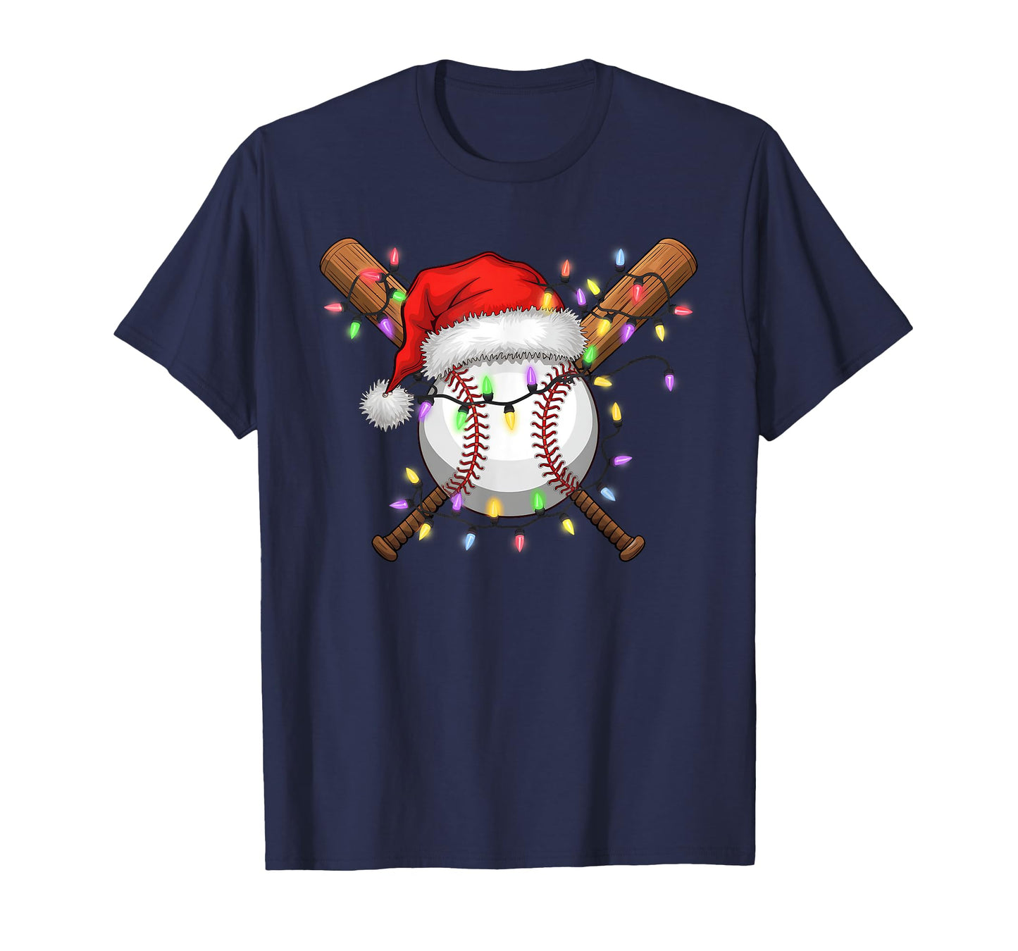 Christmas Baseball Player Santa Hat Sports Men Boys T-Shirt