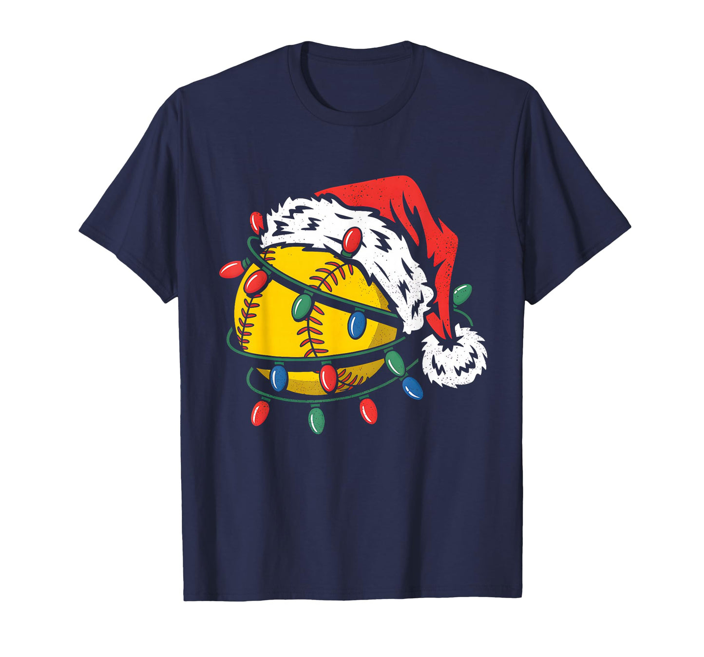 Softball Ball Santa Hat Xmas Funny Christmas Softball Lover T-Shirt