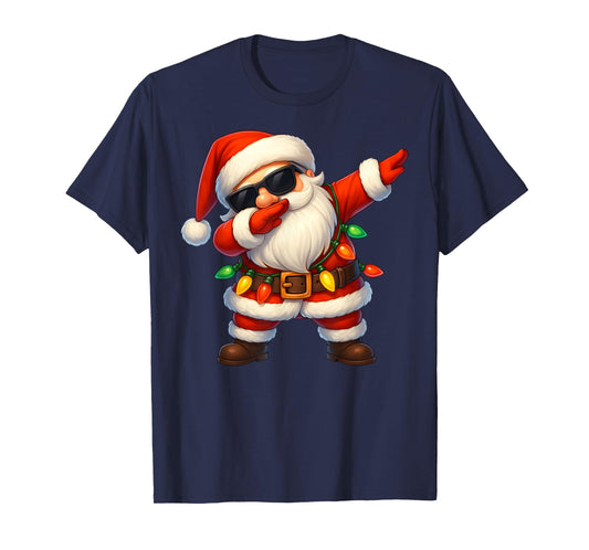 Dabbing Santa Christmas Lights Dab Xmas Girls Boys Kids T-Shirt