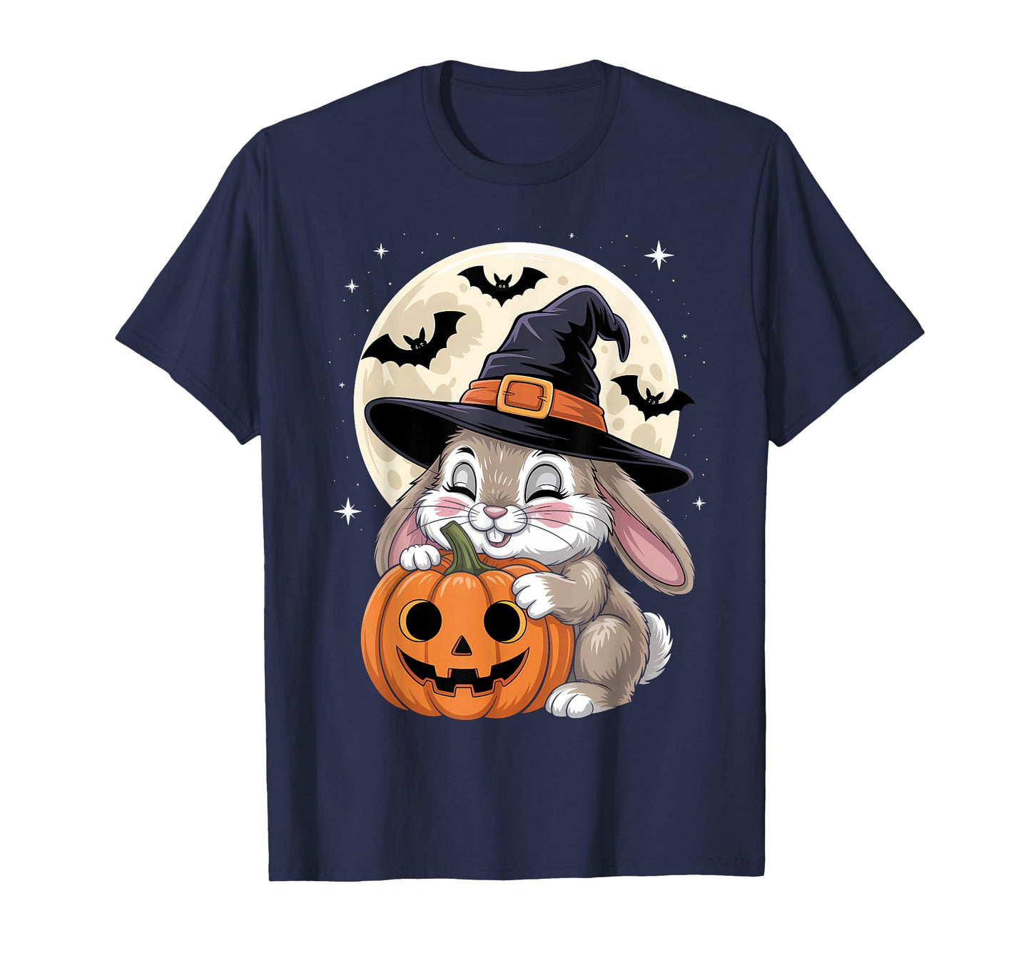 Halloween Bunny Witch Hat Pumpkin Spooky T-Shirt