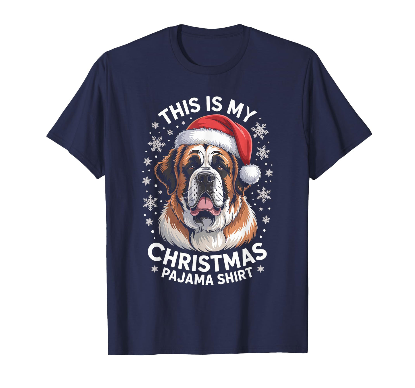 Saint Bernard Dog Santa Hat Christmas Pajama Men Women T-Shirt