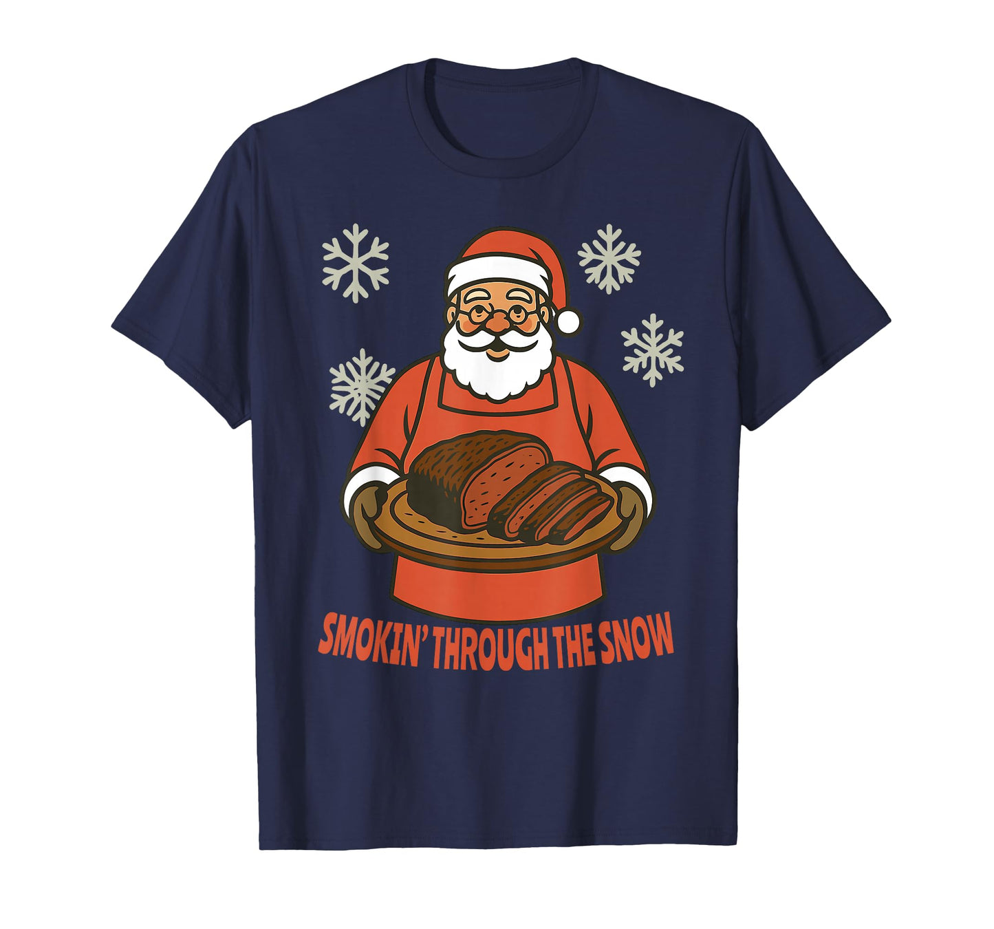 Funny Santa Smokin Brisket BBQ Christmas Holiday Party Humor T-Shirt