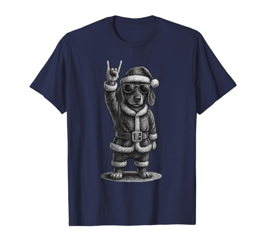Dachshund Rock Music Christmas Dog Lover T-Shirt