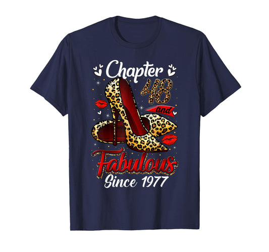 Chapter 48 Fabulous Since 1977 48th Leopard Birthday Queen T-Shirt