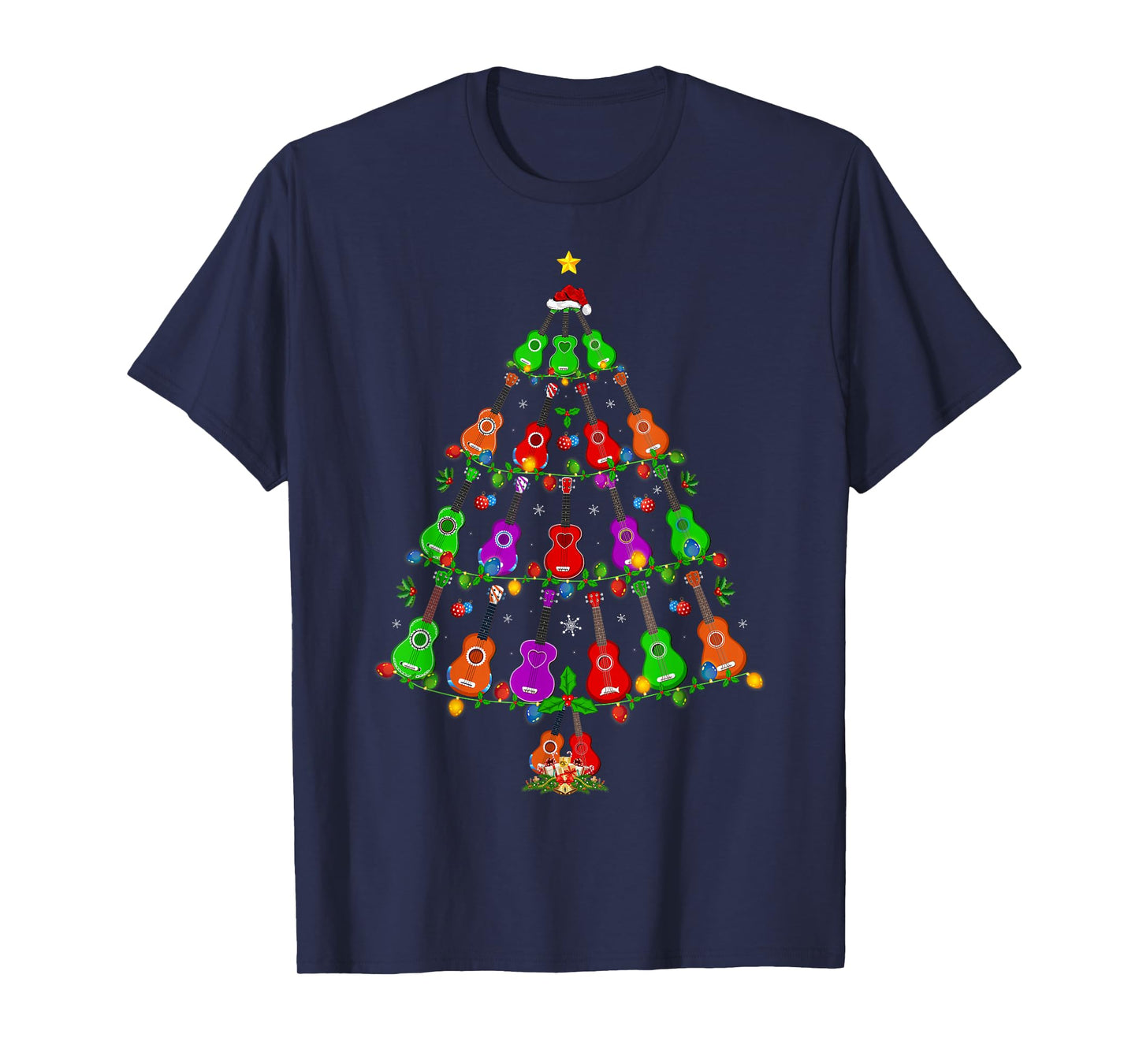 Ukulele Guitar Christmas Tree Funny Music Lover Musical Xmas T-Shirt