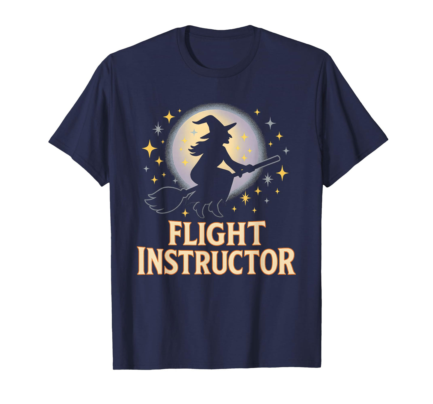 Flight Instructor Witch Riding Broomstick Funny Halloween T-Shirt